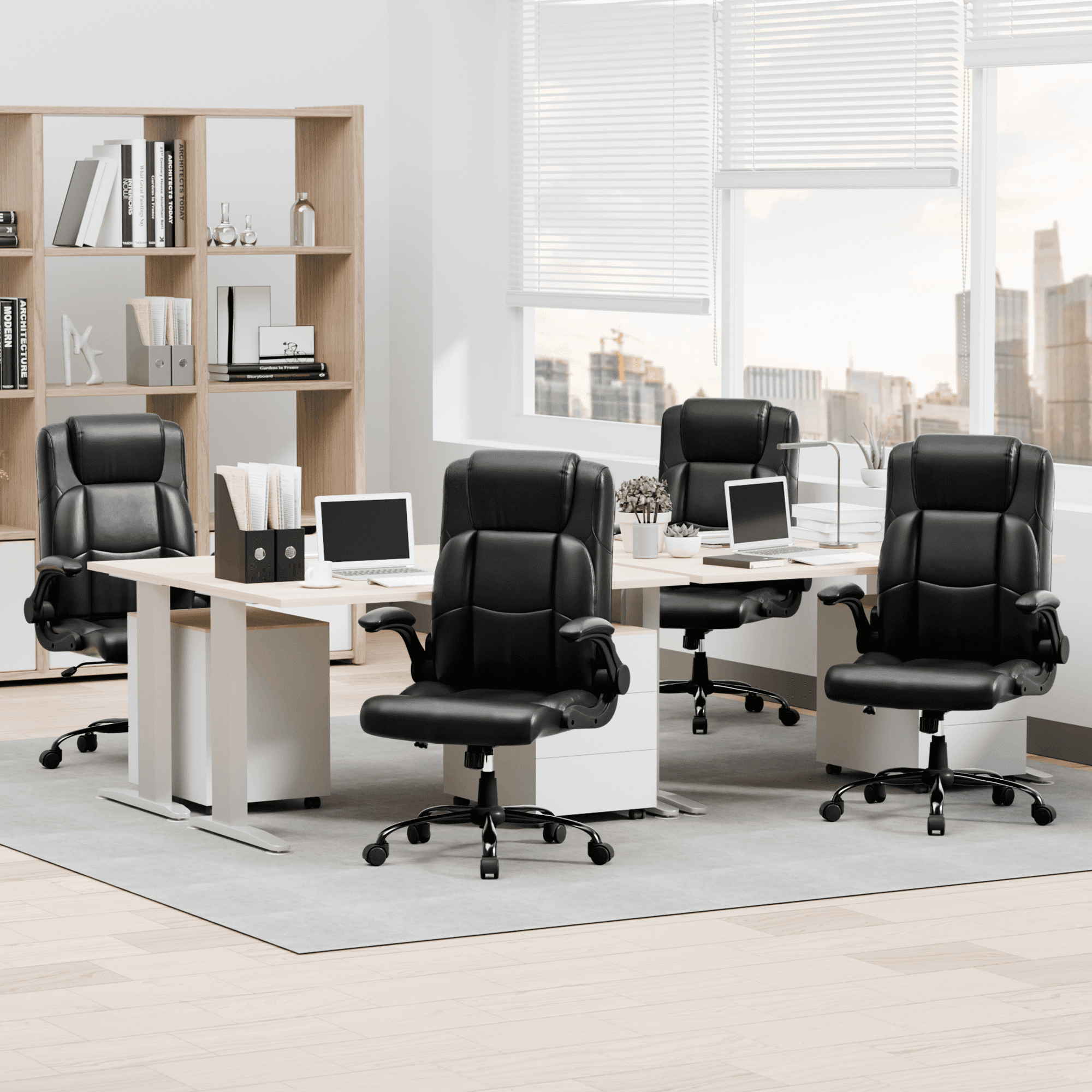 JONPONY Big and Tall Office Chair 400LBS Wide Seat Ergonomic Computer Desk Chair High Back Executive Leather Chair Adjustable Task Chair Lumbar Back Support 8 Hours Heavy Duty Design 9189 Black
