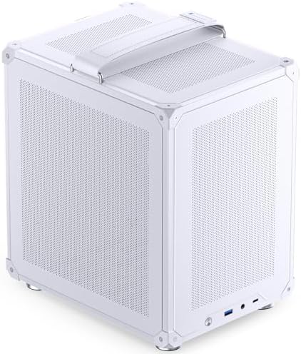 JONSBO C6 ITX White Mini ITX Handled Mesh PC Case  Simple Compact Desktop ITX Chassis  SP MB ITX/Mini DTX  ATX Power Bite  L140mm Max    170mm Tower Cooler  Tool Free Open SFF Case  White