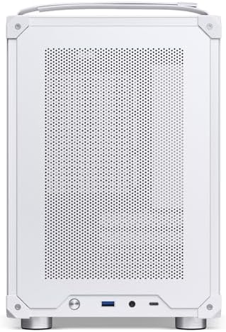 JONSBO C6 ITX White Mini ITX Handled Mesh PC Case  Simple Compact Desktop ITX Chassis  SP MB ITX/Mini DTX  ATX Power Bite  L140mm Max    170mm Tower Cooler  Tool Free Open SFF Case  White
