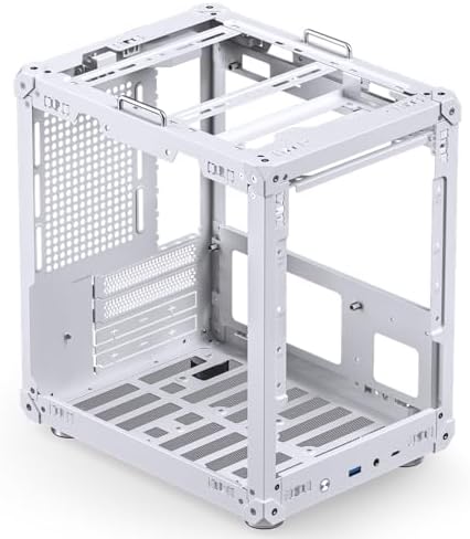 JONSBO C6 ITX White Mini ITX Handled Mesh PC Case  Simple Compact Desktop ITX Chassis  SP MB ITX/Mini DTX  ATX Power Bite  L140mm Max    170mm Tower Cooler  Tool Free Open SFF Case  White