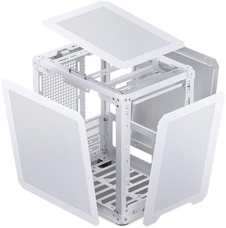 JONSBO C6 ITX White Mini ITX Handled Mesh PC Case  Simple Compact Desktop ITX Chassis  SP MB ITX/Mini DTX  ATX Power Bite  L140mm Max    170mm Tower Cooler  Tool Free Open SFF Case  White