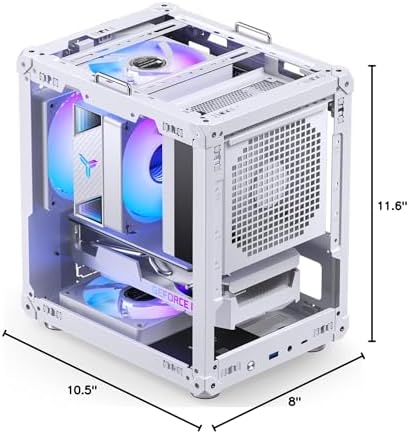 JONSBO C6 ITX White Mini ITX Handled Mesh PC Case  Simple Compact Desktop ITX Chassis  SP MB ITX/Mini DTX  ATX Power Bite  L140mm Max    170mm Tower Cooler  Tool Free Open SFF Case  White