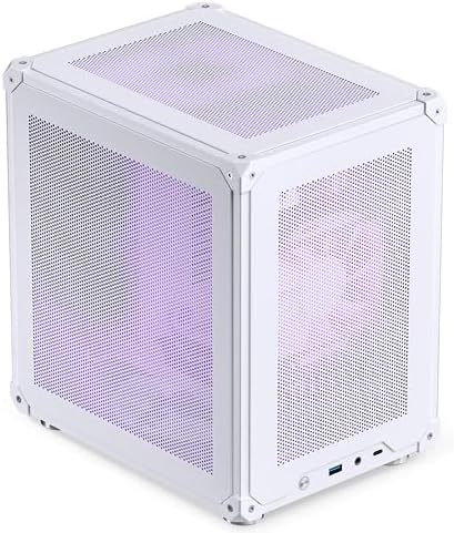 JONSBO C6 ITX White Mini ITX Handled Mesh PC Case  Simple Compact Desktop ITX Chassis  SP MB ITX/Mini DTX  ATX Power Bite  L140mm Max    170mm Tower Cooler  Tool Free Open SFF Case  White
