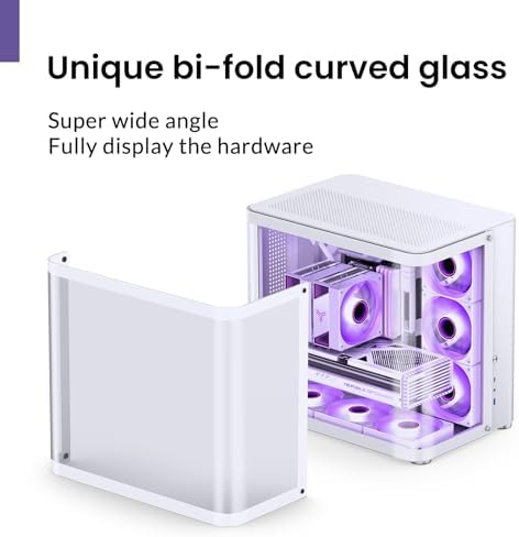 JONSBO TK 2 White ATX Mid Tower Pc Case Hyperboloid Glass Design  Separated Cabinet Structure  Al Alloy Shell Desktop Computer Case  Support BTF Motherboard/ATX Power supply/360 AIO White