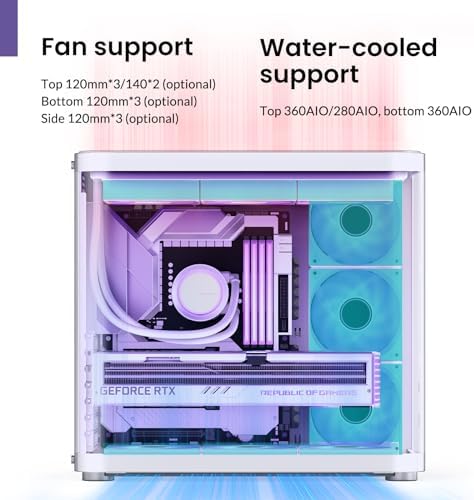 JONSBO TK 2 White ATX Mid Tower Pc Case Hyperboloid Glass Design  Separated Cabinet Structure  Al Alloy Shell Desktop Computer Case  Support BTF Motherboard/ATX Power supply/360 AIO White