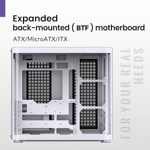 JONSBO TK 2 White ATX Mid Tower Pc Case Hyperboloid Glass Design  Separated Cabinet Structure  Al Alloy Shell Desktop Computer Case  Support BTF Motherboard/ATX Power supply/360 AIO White