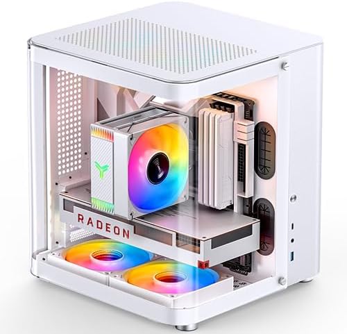 JONSBO TK 2 White ATX Mid Tower Pc Case Hyperboloid Glass Design  Separated Cabinet Structure  Al Alloy Shell Desktop Computer Case  Support BTF Motherboard/ATX Power supply/360 AIO White