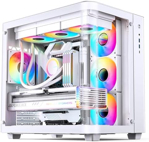 JONSBO TK 2 White ATX Mid Tower Pc Case Hyperboloid Glass Design  Separated Cabinet Structure  Al Alloy Shell Desktop Computer Case  Support BTF Motherboard/ATX Power supply/360 AIO White
