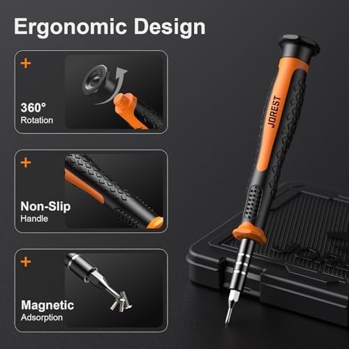JOREST 40Pcs Small Precision Screwdriver Set with Torx Triwing Phillips  Mini Repair Tool Kit for Macbook  Computer  Laptop  PC  iPhone  PS5  Xbox  Switch  Glasses  Watch  Ring Doorbell  Electronics