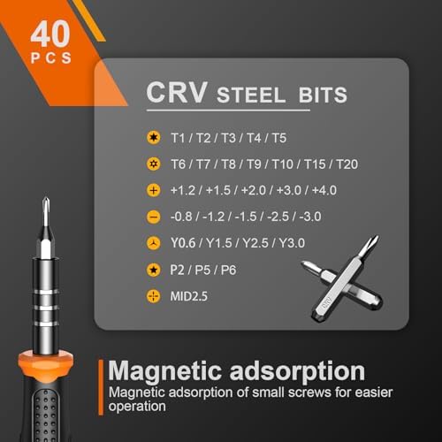 JOREST 40Pcs Small Precision Screwdriver Set with Torx Triwing Phillips  Mini Repair Tool Kit for Macbook  Computer  Laptop  PC  iPhone  PS5  Xbox  Switch  Glasses  Watch  Ring Doorbell  Electronics