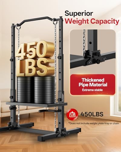 JOROTO Foldable Pull Up Dip Station  Pull Up Bar Free Standing for Home Gym  450LBS Stable Power Tower  Adjustable Height Multifunction Pull Up Stand  Strength Training Equipment for Men Women