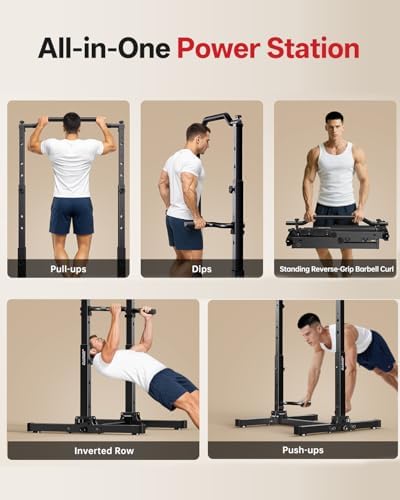 JOROTO Foldable Pull Up Dip Station  Pull Up Bar Free Standing for Home Gym  450LBS Stable Power Tower  Adjustable Height Multifunction Pull Up Stand  Strength Training Equipment for Men Women