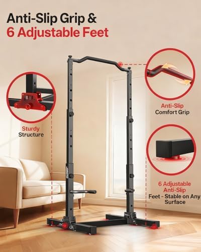 JOROTO Foldable Pull Up Dip Station  Pull Up Bar Free Standing for Home Gym  450LBS Stable Power Tower  Adjustable Height Multifunction Pull Up Stand  Strength Training Equipment for Men Women
