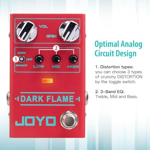JOYO Modern Metal High Gain Distortion Guitar Effect Pedal with Different Tone Styles for Electric Guitar   True Bypass  Dark Flame R 17 