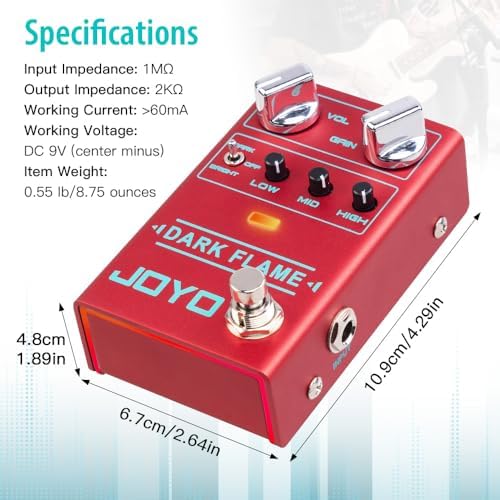 JOYO Modern Metal High Gain Distortion Guitar Effect Pedal with Different Tone Styles for Electric Guitar   True Bypass  Dark Flame R 17 