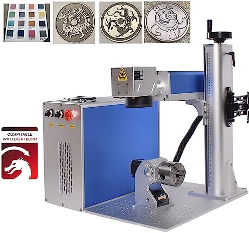 JPT 30W MOPA Fiber Laser Marking Engraving Machine Ovsuqu 30W MOPA M7 Fiber Laser Engarver Marker for Metal 175 175mm with 80D Rotary Axis Color Marking