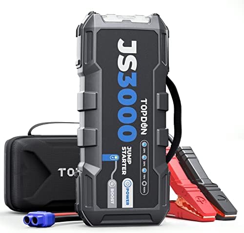 JS3000 12V 3000A Battery Booster Jump Starter Pack for Up to 9L Gas/ 7L Diesel Engines  Portable Car Battery Charger with Handle Jumper Cable and EVA Protection Case