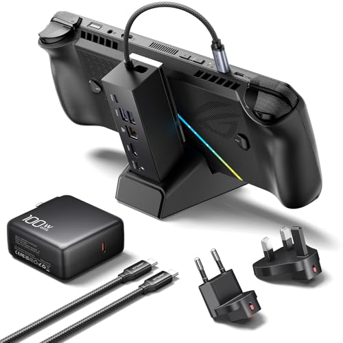 JSAUX Docking Station & 100W Charger for ROG Xbox Ally X  2025 /ROG Ally X/Steam Deck/Legion Go  6 in 1 Dock with HDMI 4K 120Hz  Gigabit Ethernet  Dual USB A & USB C 3 2 Gen 1  100W Charging   HB0609
