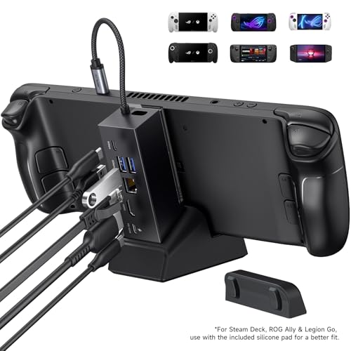 JSAUX Docking Station & 100W Charger for ROG Xbox Ally X  2025 /ROG Ally X/Steam Deck/Legion Go  6 in 1 Dock with HDMI 4K 120Hz  Gigabit Ethernet  Dual USB A & USB C 3 2 Gen 1  100W Charging   HB0609