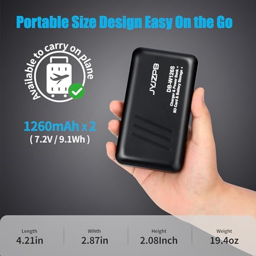 JYJZPB 2Pack NP W126S Batteries Compatible with Fujifilm XM5  X100VI XT30ii XT3 XT2 XT1 A10 XA7 A5 A3 A2 A1 XT20 XT10 XT30 XT100 XT200 Fuji Cameras with NP W126 Battery Charger