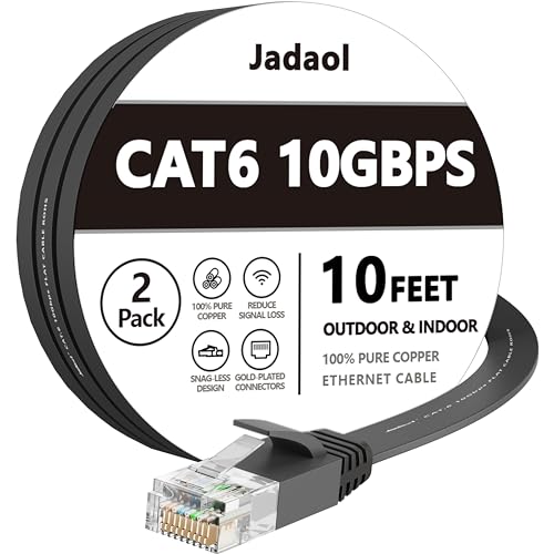 Jadaol Cat 6 Ethernet Cable 50 ft  10Gbps Support Cat8 Cat7 Network  Flat RJ45 LAN Patch Cable  High Speed Wired Internet Cable for Router  Modem  Switch  Gaming Consoles  PC  Streaming Devices  White