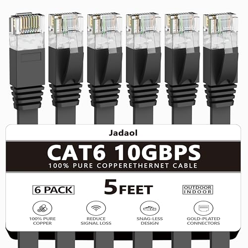 Jadaol Cat 6 Ethernet Cable 50 ft  10Gbps Support Cat8 Cat7 Network  Flat RJ45 LAN Patch Cable  High Speed Wired Internet Cable for Router  Modem  Switch  Gaming Consoles  PC  Streaming Devices  White