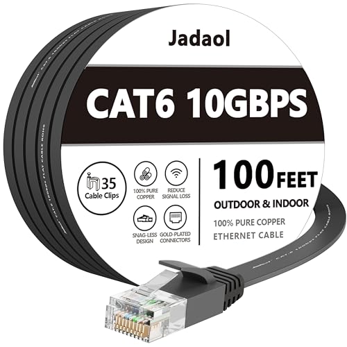 Jadaol Cat 6 Ethernet Cable 50 ft  10Gbps Support Cat8 Cat7 Network  Flat RJ45 LAN Patch Cable  High Speed Wired Internet Cable for Router  Modem  Switch  Gaming Consoles  PC  Streaming Devices  White