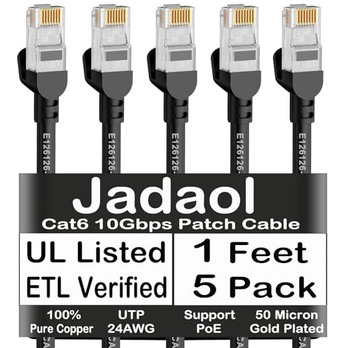 Jadaol Cat 6 Ethernet Cable 50 ft  10Gbps Support Cat8 Cat7 Network  Flat RJ45 LAN Patch Cable  High Speed Wired Internet Cable for Router  Modem  Switch  Gaming Consoles  PC  Streaming Devices  White