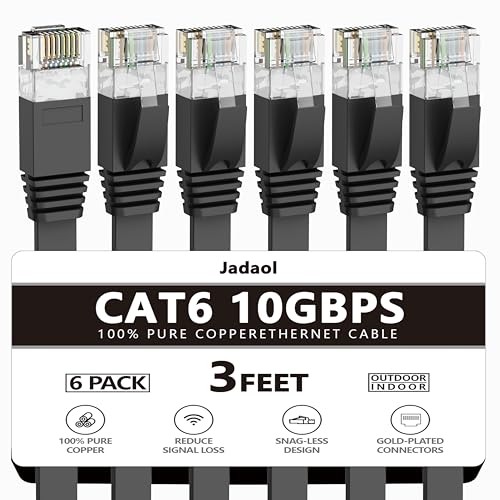 Jadaol Cat 6 Ethernet Cable 50 ft  10Gbps Support Cat8 Cat7 Network  Flat RJ45 LAN Patch Cable  High Speed Wired Internet Cable for Router  Modem  Switch  Gaming Consoles  PC  Streaming Devices  White