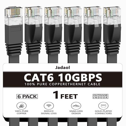 Jadaol Cat 6 Ethernet Cable 50 ft  10Gbps Support Cat8 Cat7 Network  Flat RJ45 LAN Patch Cable  High Speed Wired Internet Cable for Router  Modem  Switch  Gaming Consoles  PC  Streaming Devices  White