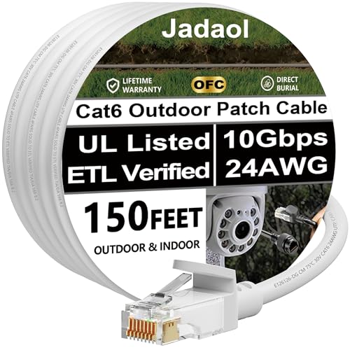 Jadaol Cat 6 Ethernet Cable 50 ft  10Gbps Support Cat8 Cat7 Network  Flat RJ45 LAN Patch Cable  High Speed Wired Internet Cable for Router  Modem  Switch  Gaming Consoles  PC  Streaming Devices  White