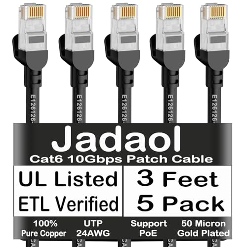 Jadaol Cat 6 Ethernet Cable 50 ft  10Gbps Support Cat8 Cat7 Network  Flat RJ45 LAN Patch Cable  High Speed Wired Internet Cable for Router  Modem  Switch  Gaming Consoles  PC  Streaming Devices  White