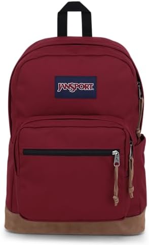 JanSport Right Pack Backpack   Durable Daypack with Padded 15 Laptop Sleeve  Spacious Main Compartment & Integrated Water Bottle Pocket   Russet Red