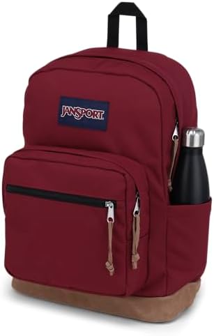 JanSport Right Pack Backpack   Durable Daypack with Padded 15 Laptop Sleeve  Spacious Main Compartment & Integrated Water Bottle Pocket   Russet Red