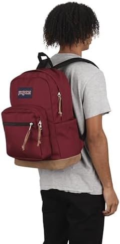 JanSport Right Pack Backpack   Durable Daypack with Padded 15 Laptop Sleeve  Spacious Main Compartment & Integrated Water Bottle Pocket   Russet Red