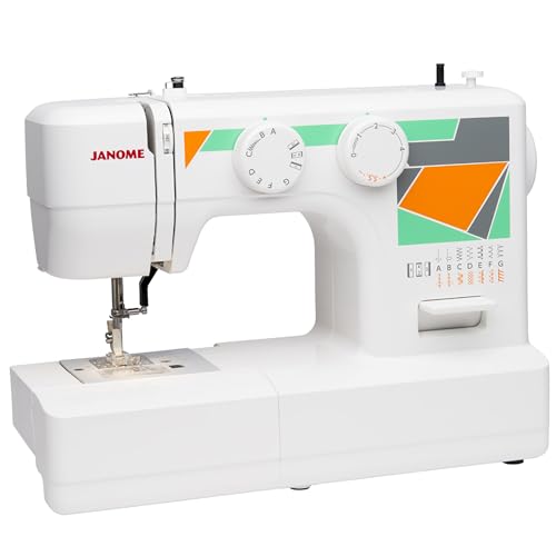Janome MOD 15 Easy to Use Sewing Machine with 15 Stitches  Adjustable Stitch Length and 5 Piece Feed Dogs