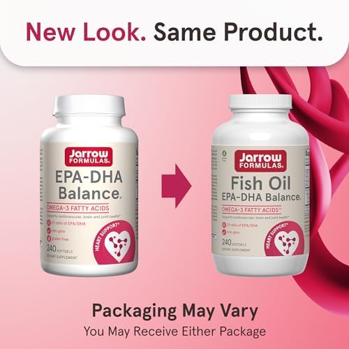 Jarrow Formulas EPA DHA Balance  1 200 mg Omega 3 Fatty Acids for Cardiovascular Support  240 Softgels  120 Day Supply