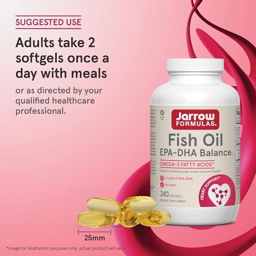 Jarrow Formulas EPA DHA Balance  1 200 mg Omega 3 Fatty Acids for Cardiovascular Support  240 Softgels  120 Day Supply