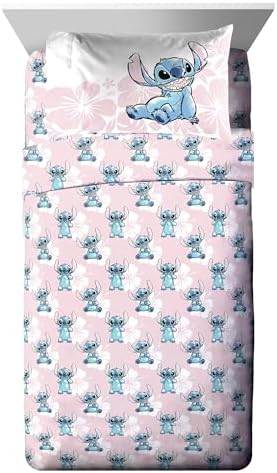 Jay Franco Disney Lilo & Stitch Twin Comforter Set   5 Piece Bedding Includes Sheet Set & Pillow Covers   Super Soft Kids Floral Bedding