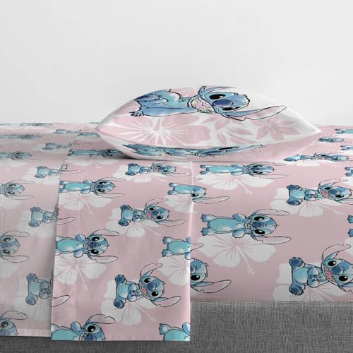 Jay Franco Disney Lilo & Stitch Twin Comforter Set   5 Piece Bedding Includes Sheet Set & Pillow Covers   Super Soft Kids Floral Bedding