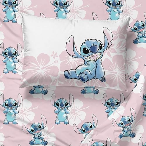 Jay Franco Disney Lilo & Stitch Twin Comforter Set   5 Piece Bedding Includes Sheet Set & Pillow Covers   Super Soft Kids Floral Bedding