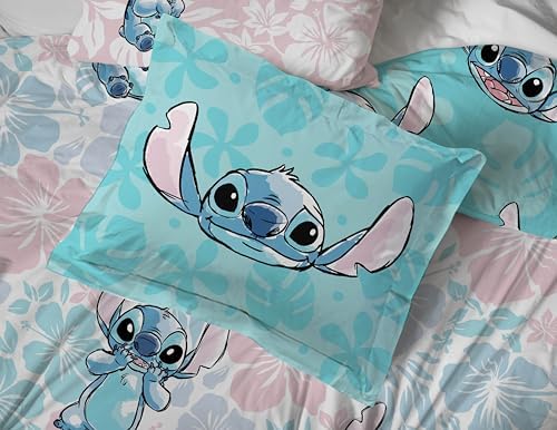 Jay Franco Disney Lilo & Stitch Twin Comforter Set   5 Piece Bedding Includes Sheet Set & Pillow Covers   Super Soft Kids Floral Bedding