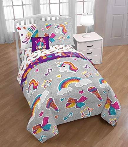 Jay Franco Disney Lilo & Stitch Twin Comforter Set   5 Piece Bedding Includes Sheet Set & Pillow Covers   Super Soft Kids Floral Bedding