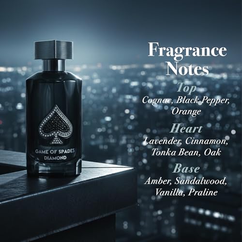Jo Milano Game of Spades Diamond Parfum Spray   3 4 oz  100ml    Vanilla  Fruity  Amber  Sweet  Musky Scent   Long Lasting Fragrance for Men and Women  Unisex
