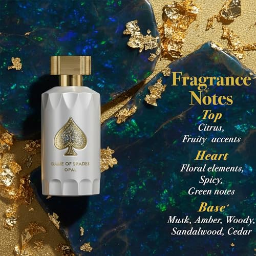 Jo Milano Game of Spades Opal Parfum Spray   3 4 oz  100ml    Rose  Oud Wood  Spicy  Citrus Scent   Long Lasting Fragrance for Men and Women  Unisex 