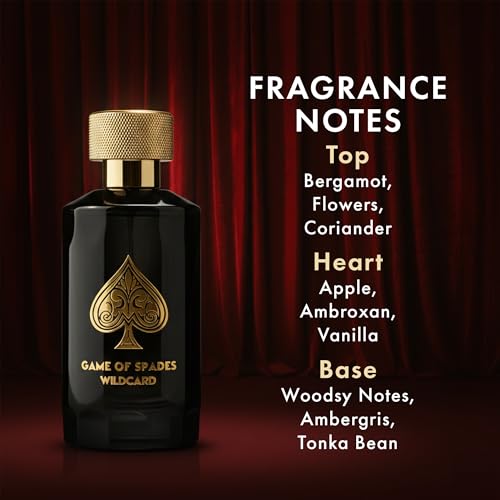 Jo Milano Game of Spades Wildcard Parfum Spray   3 4 oz  100ml    Vanilla  Apple  Tonka  Oud Wood  Bergamot Scent   Long Lasting Fragrance for Men