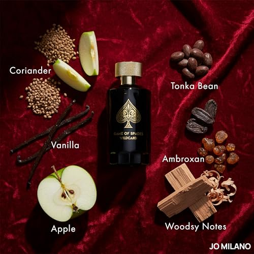 Jo Milano Game of Spades Wildcard Parfum Spray   3 4 oz  100ml    Vanilla  Apple  Tonka  Oud Wood  Bergamot Scent   Long Lasting Fragrance for Men