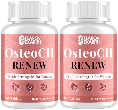 Joint Supplements for Women OsteoCII Renew Triple Strength   Advanced Joint  Bone & Skin Formula   Collagen  Glucosamine  Chondroitin  Calcium  MK 7  Vitamin D3  Hyaluronic Acid  180 Tablets