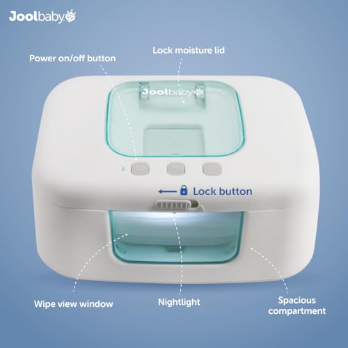 Jool Baby TinyBums Baby Wipe Warmer & Dispenser with LED Changing Light & On/Off Switch  Aqua