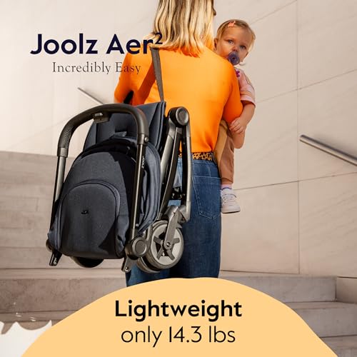 Joolz Aer2 Lightweight Travel Stroller for Baby & Toddler   Ultra Compact One Hand Foldable Stroller  Reclining Seat  UPF 50  Canopy  Adjustable Leg Rest  Carry On & Airplane Approved  Space Black